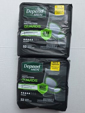 Depend Guards Incontinence Pads for Men, 52 ct- 2 packs
